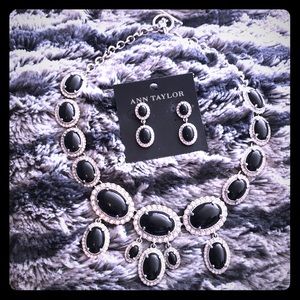 Ann Taylor - Black Silver Necklace & Earrings